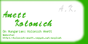 anett kolonich business card